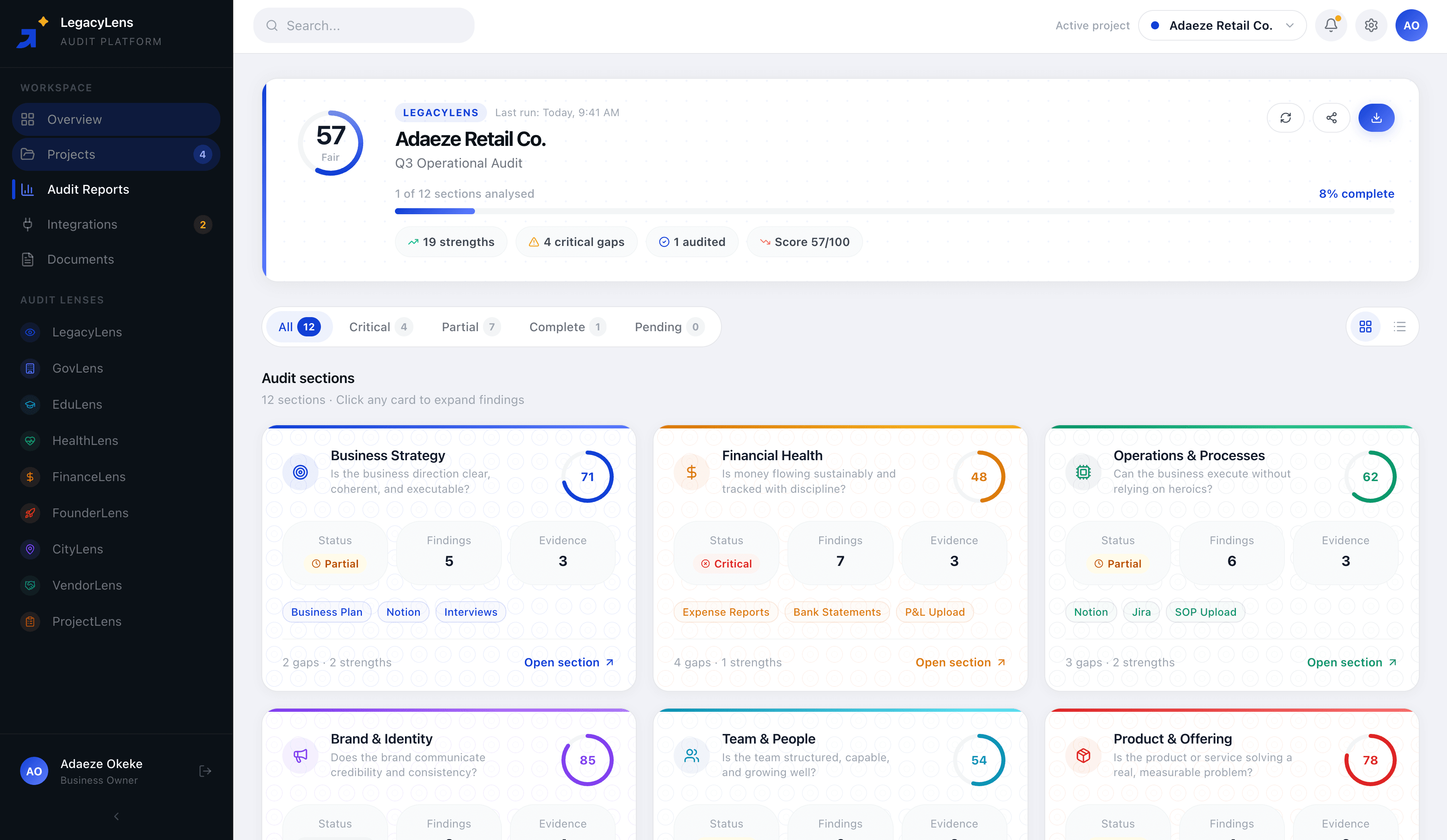 LegacyLens dashboard preview